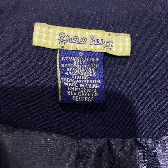 Free Hug Nordstrom Small navy blazer, 3/4 ruched sleeves - Picture 4 of 5